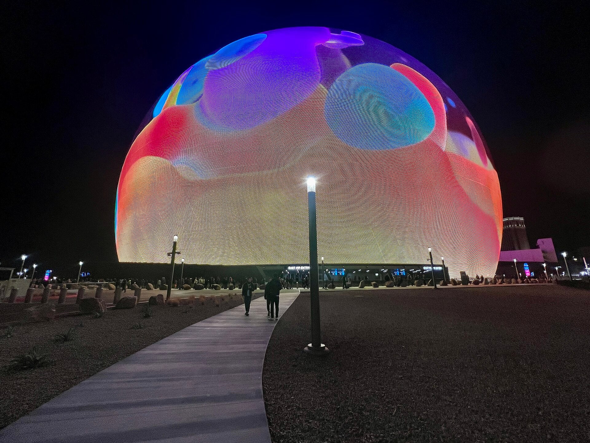 NBA Las Vegas Expansion Team Eyes Sphere-Style Arena The Sphere in Las Vegas lit up at night, cited by NBA Commissioner Adam Silver as an influence on a potential expansion arena