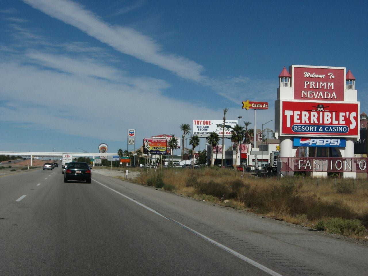 Terrible's Resort and Casino sign along Interstate 15 in Primm, Nevada