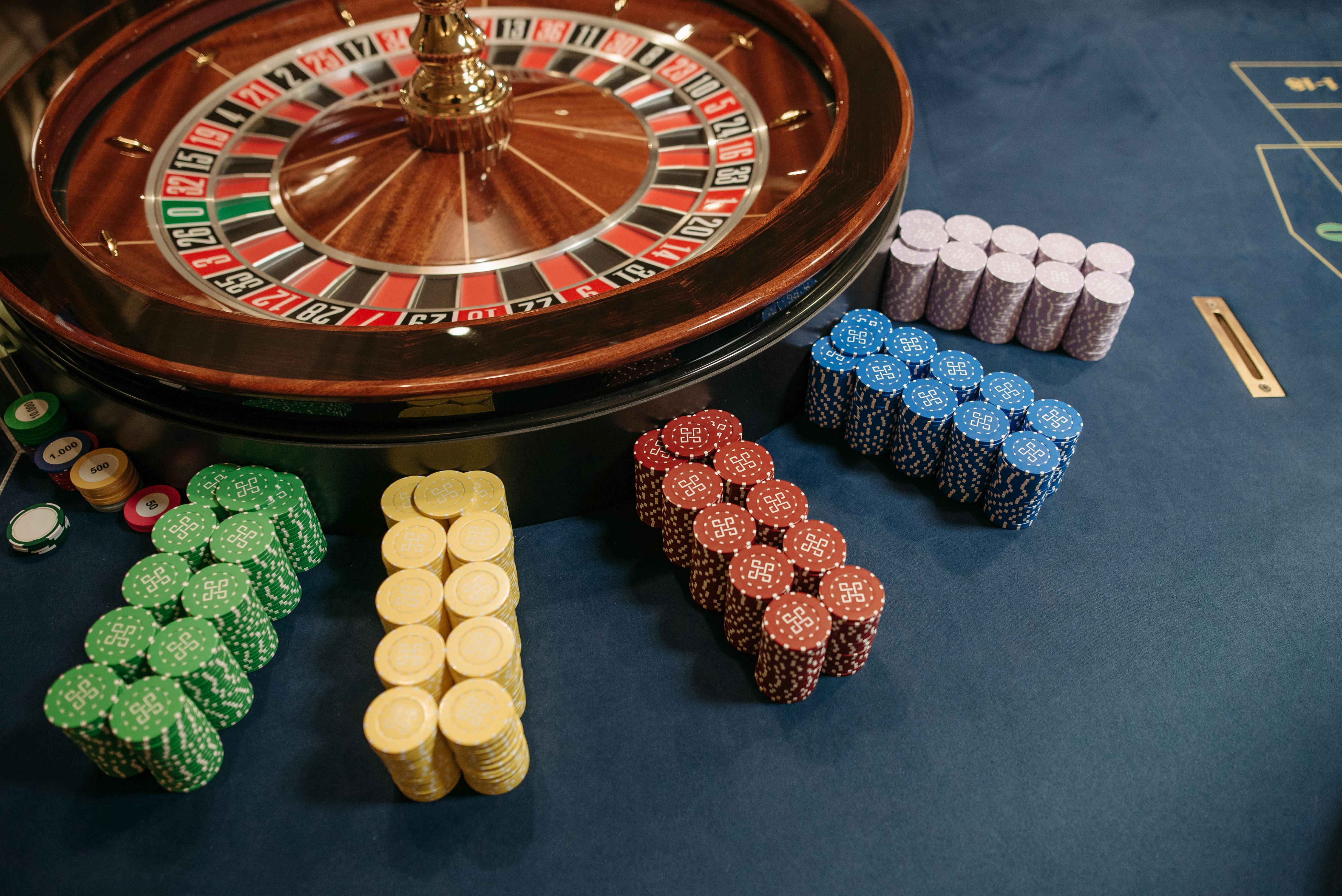 Roulette Wheel and Casino Chips