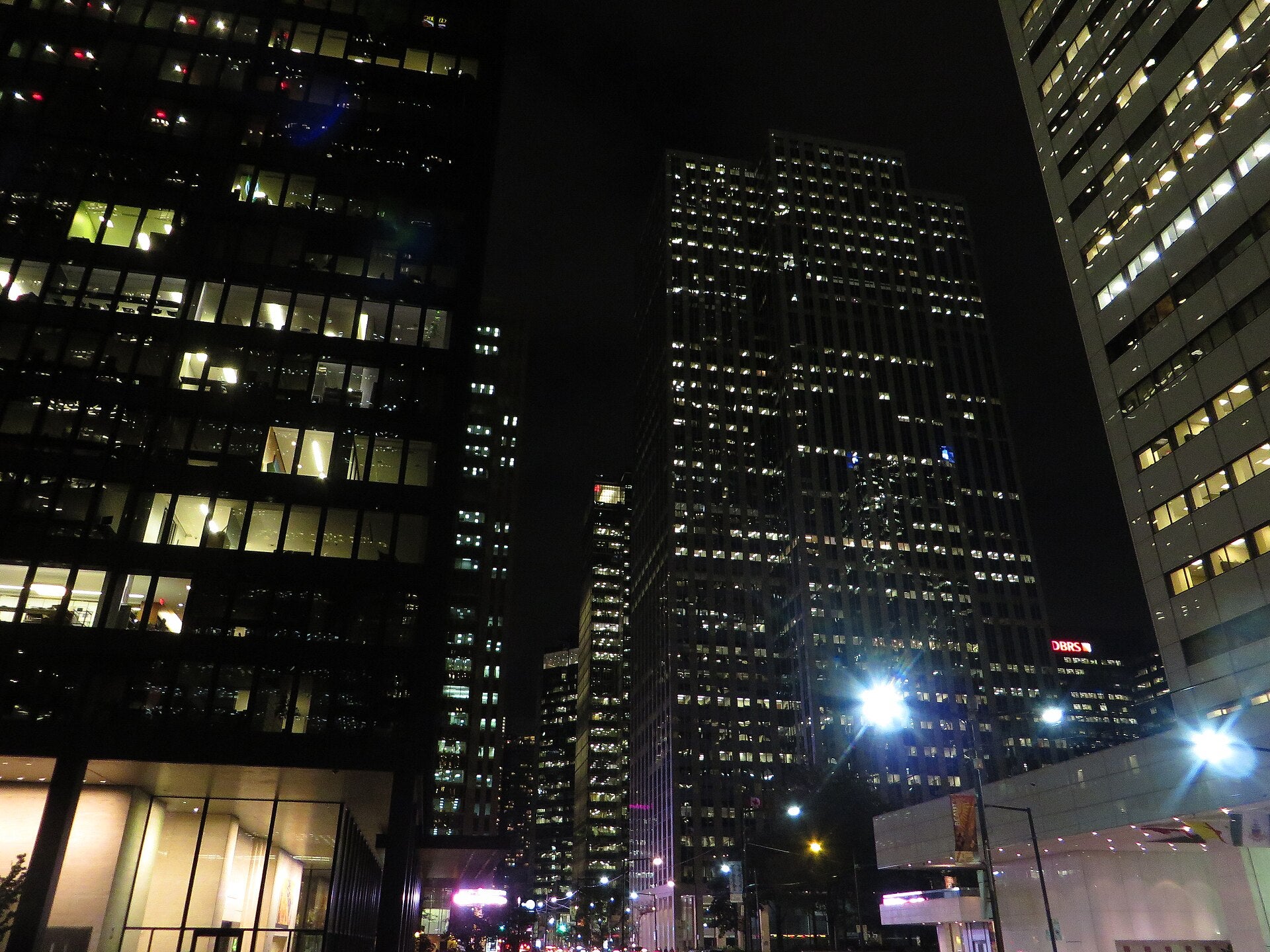 Exchange Tower in Toronto, home of the TSX Venture Exchange, lit up at night