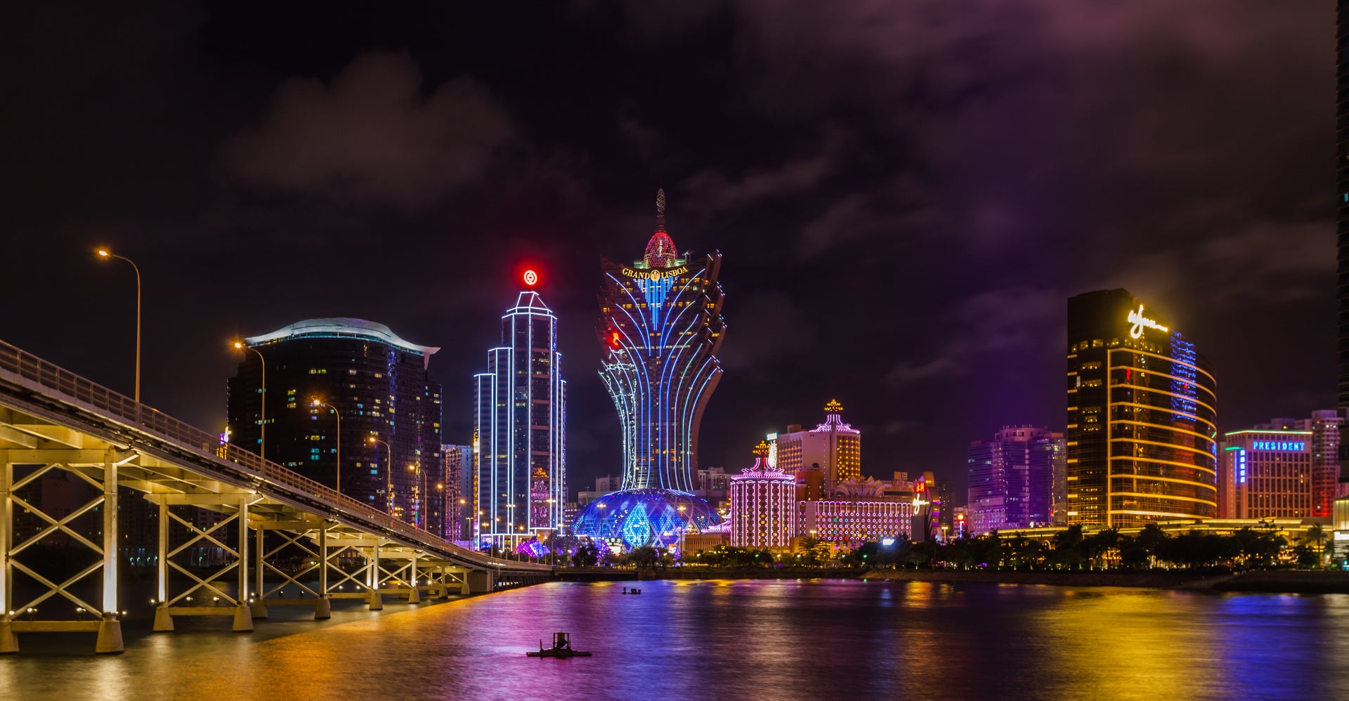 Macau city lights at night