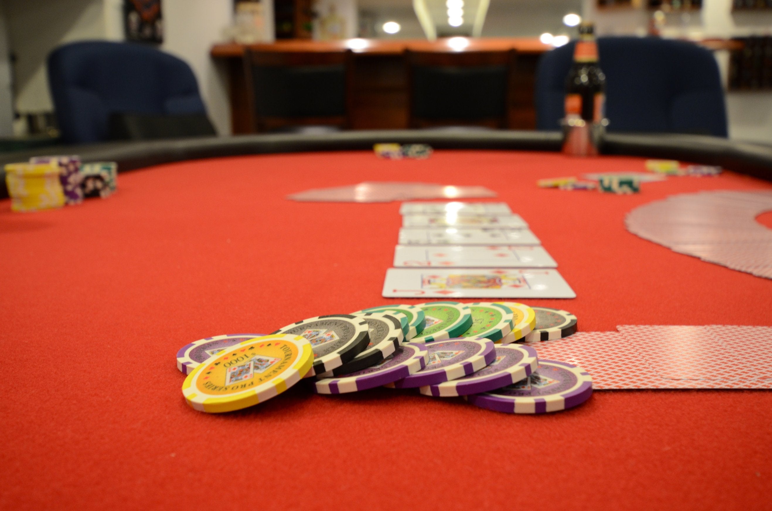 Playing Chips and Cards on a PokerTable