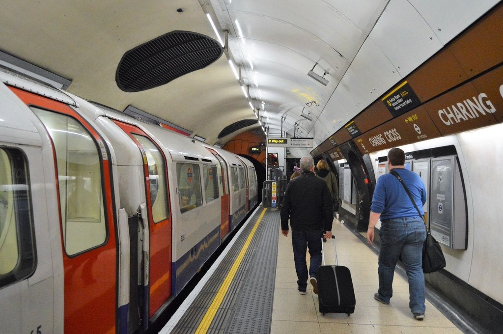 London Underground TfL An image of a train at Charing Cross underground station