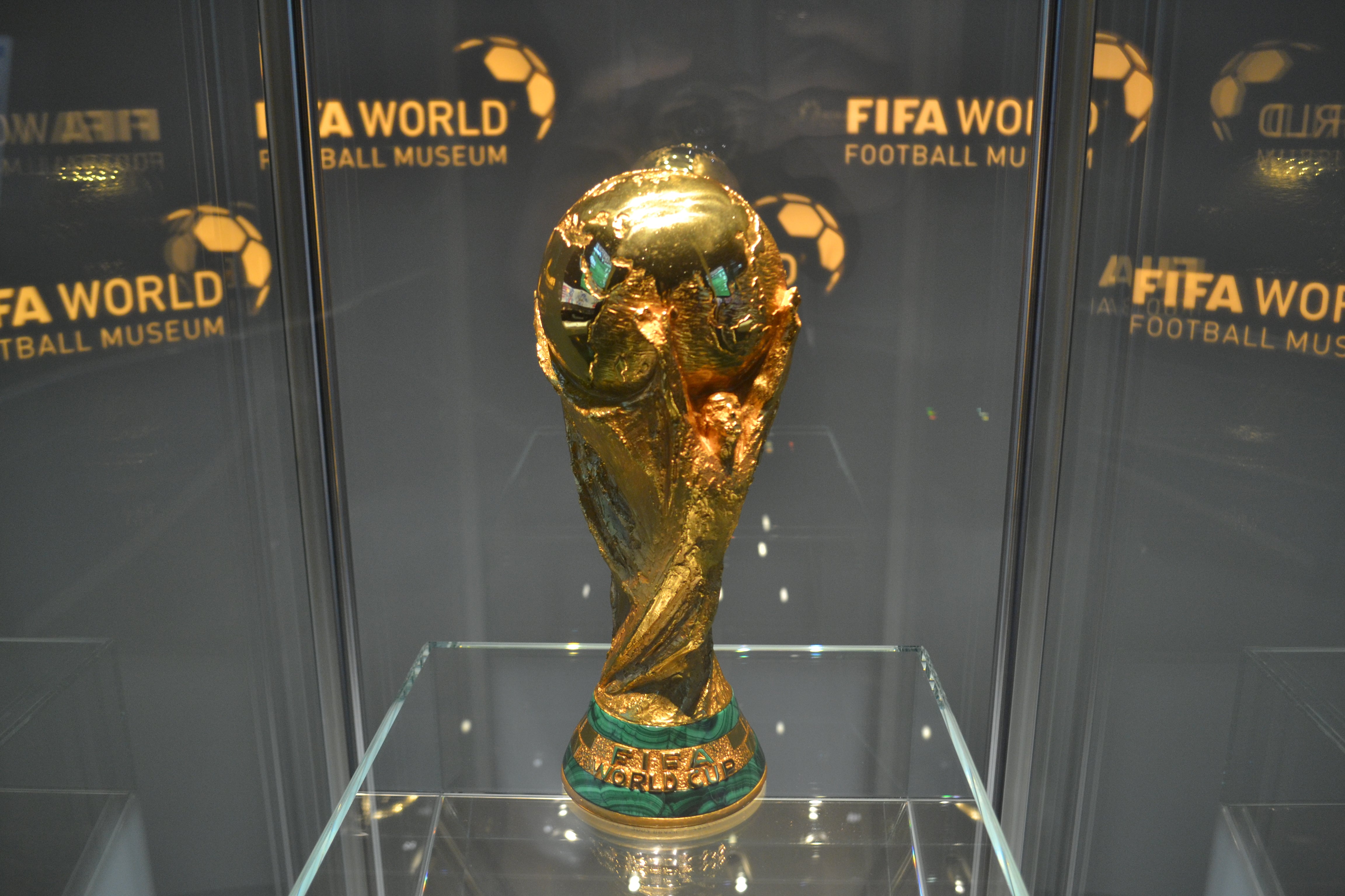Alberta iGaming Launch Misses Most of the World Cup FIFA World Cup trophy displayed in a glass case at the FIFA World Football Museum