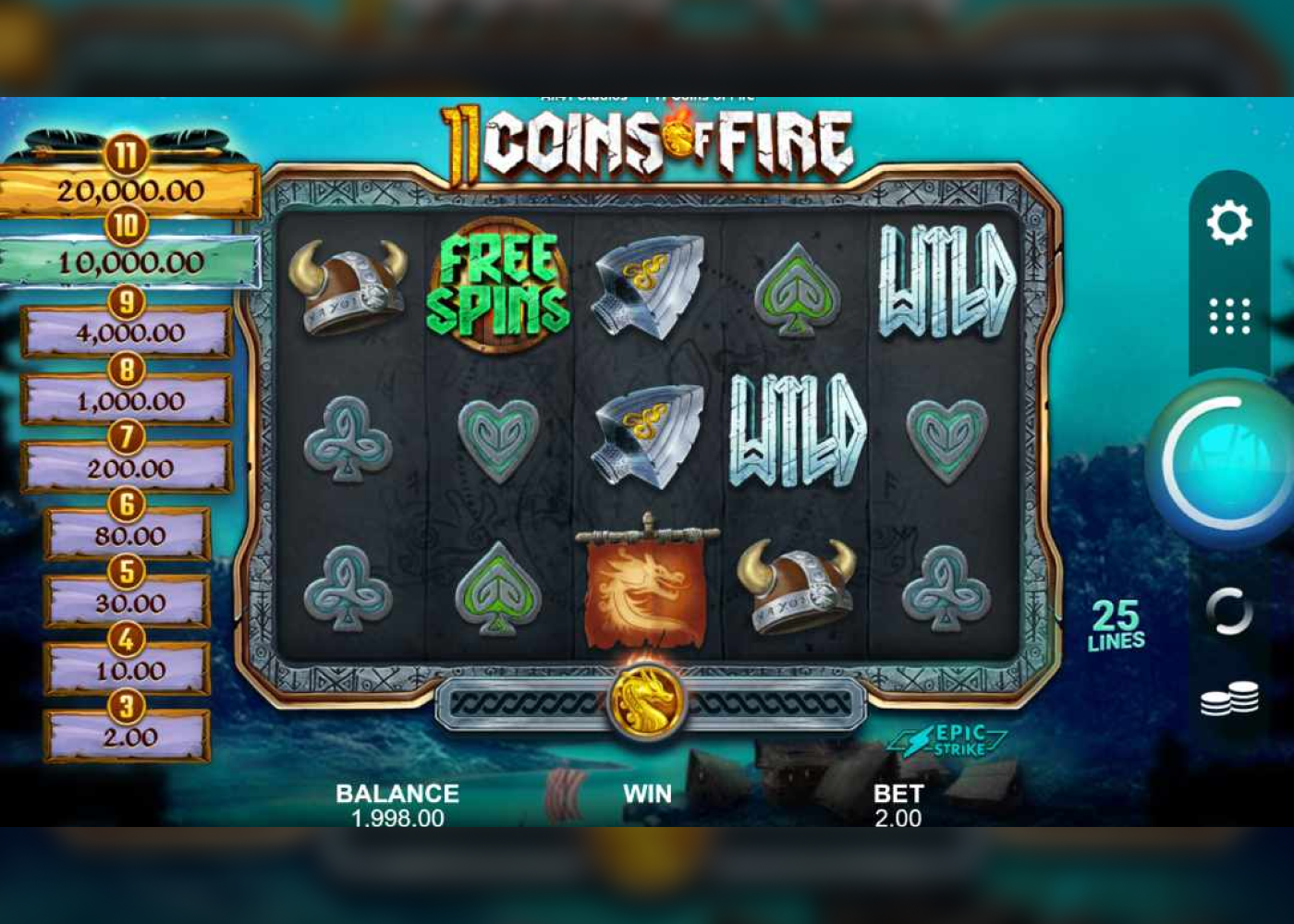 11 Coins of Fire Background
