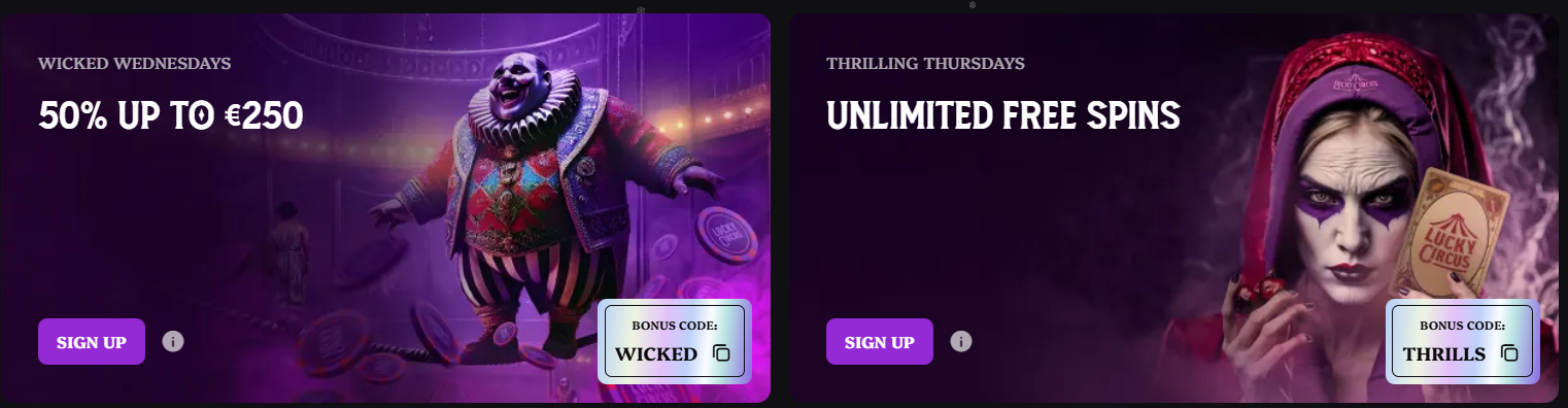 Lucky circus bonuses
