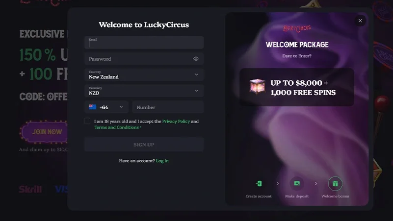 Lucky Circus Screenshot registration
