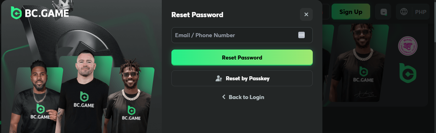 BC Game Reset Password
