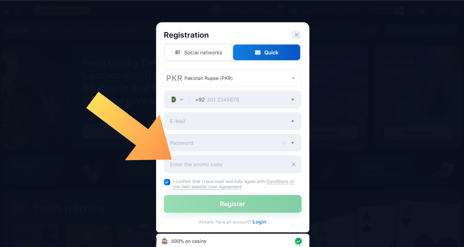 1win registracion step 5