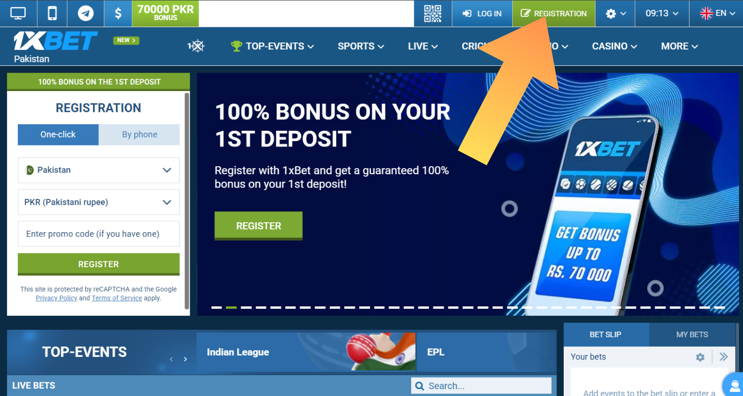 1xbet registracion step 1