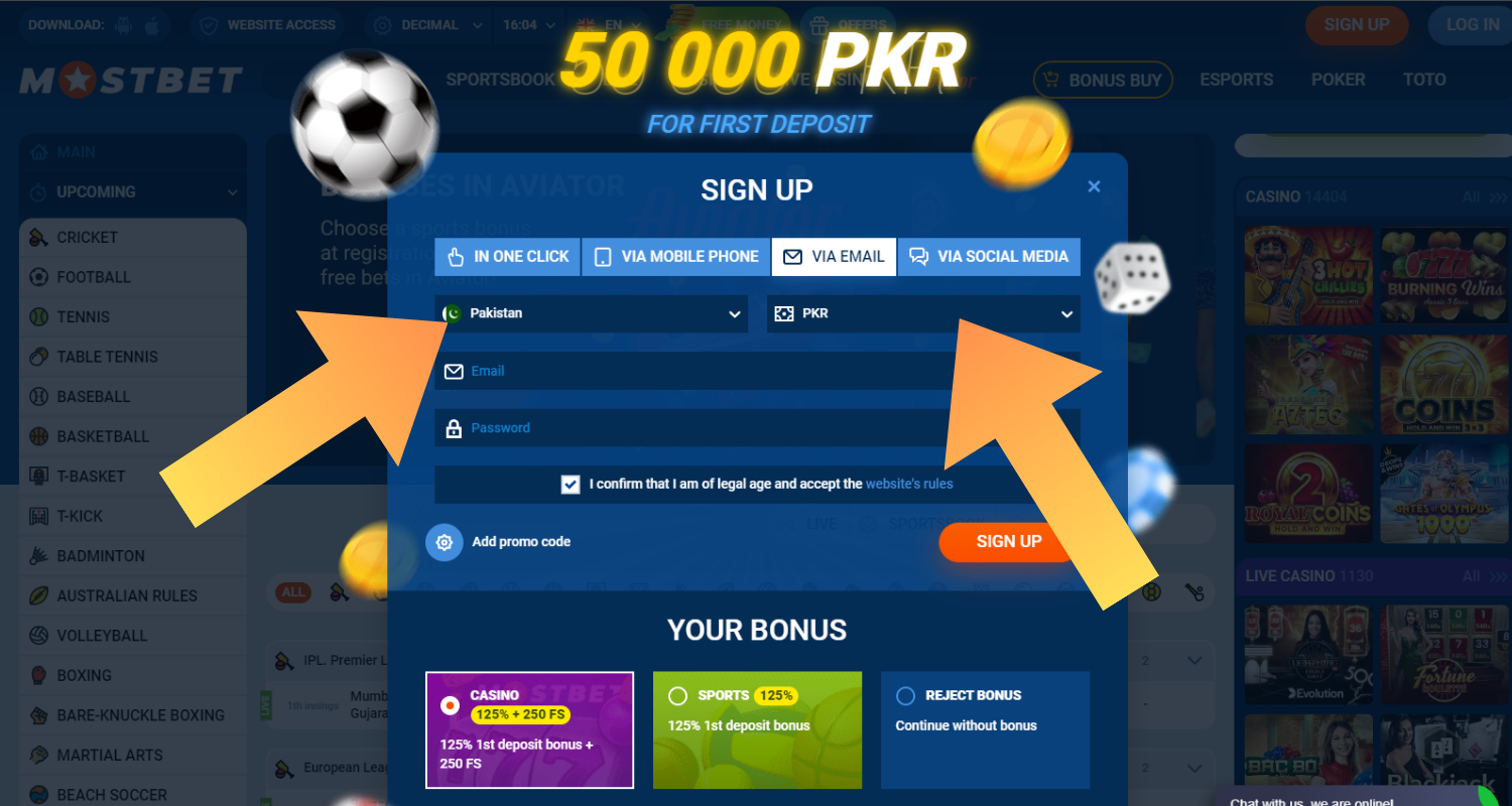 mostbet registracion step 3