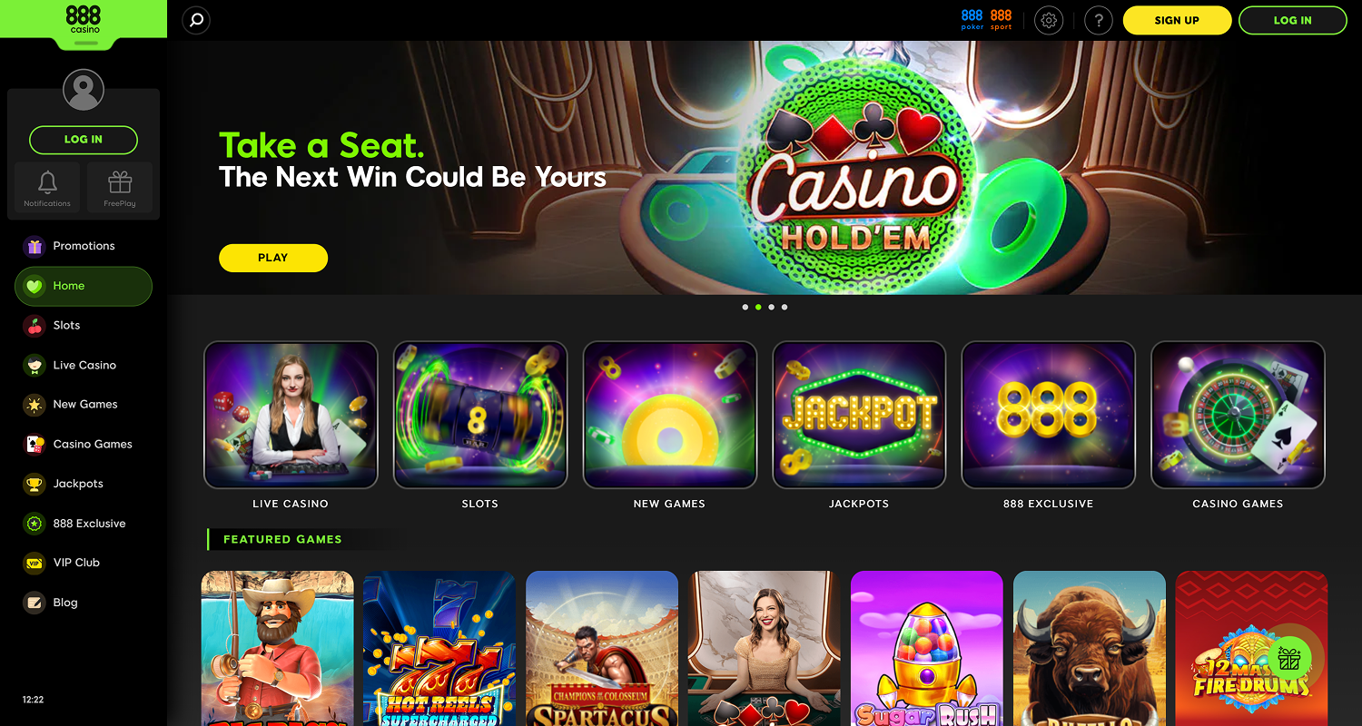 Visit the 888casino website to register