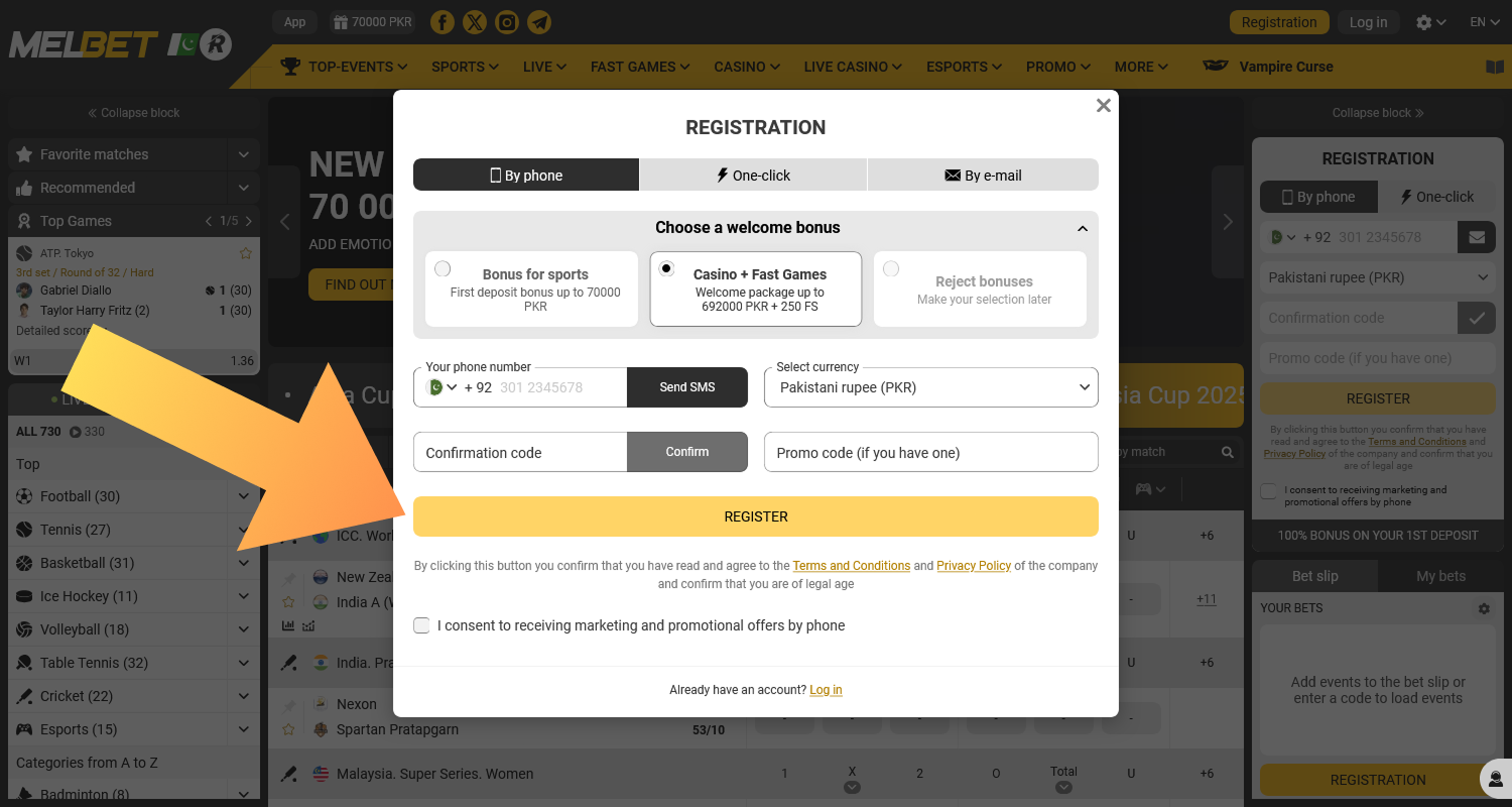 Register at the casino to play Crazy Time in Pakistan