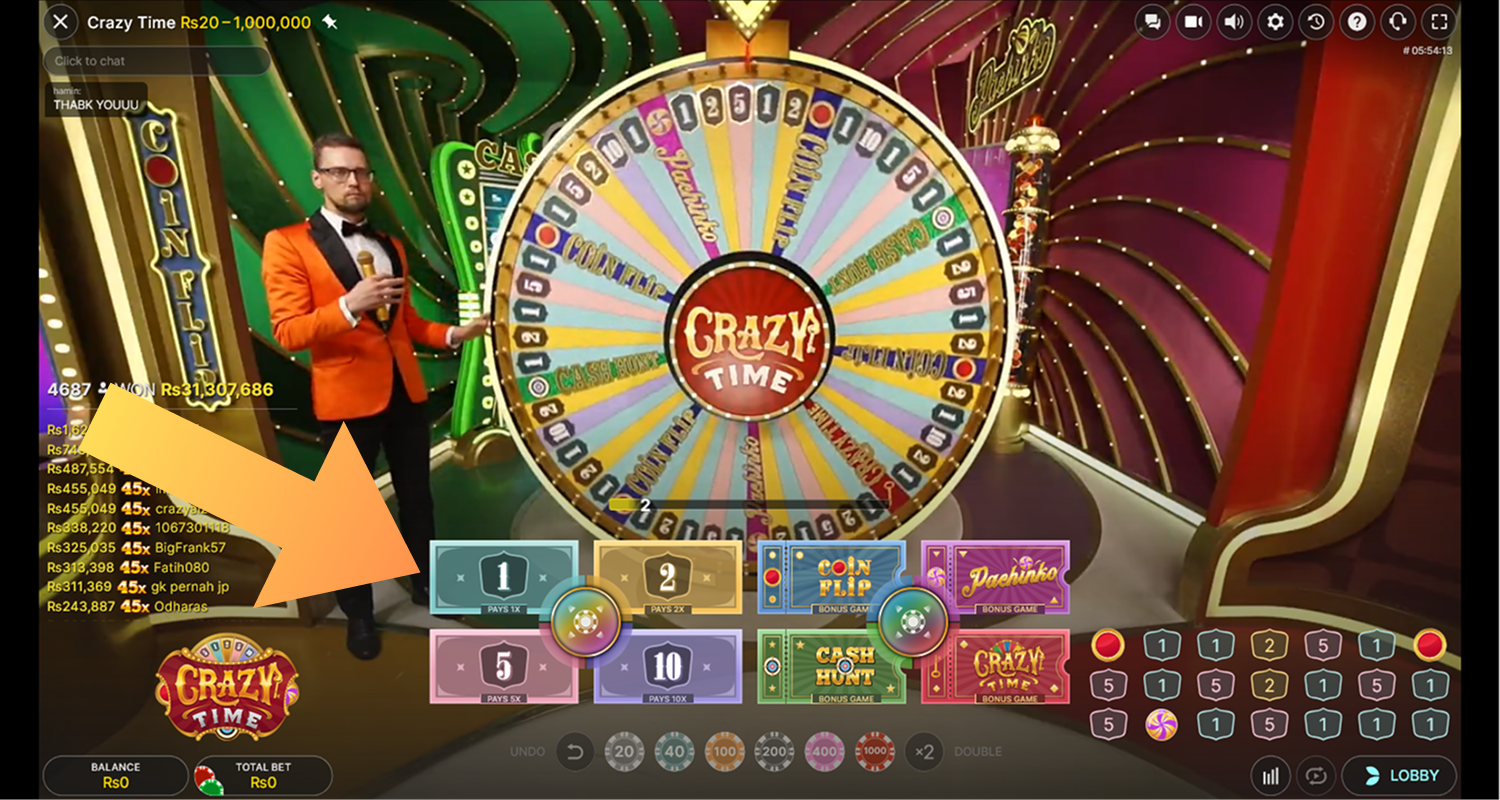 Place your bet at Crazy Time