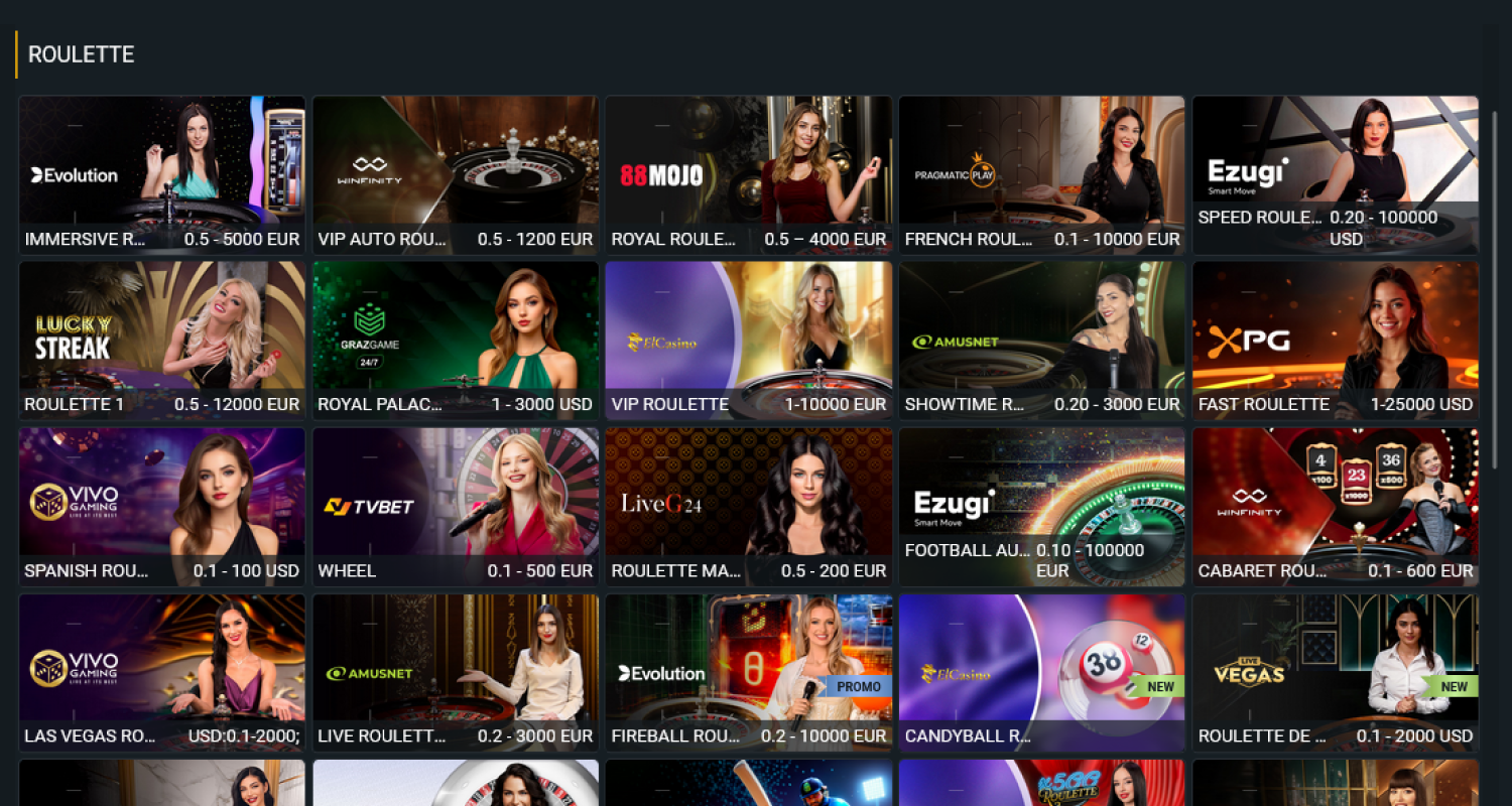 Select the Live Roulette game option on the casino website in Pakistan
