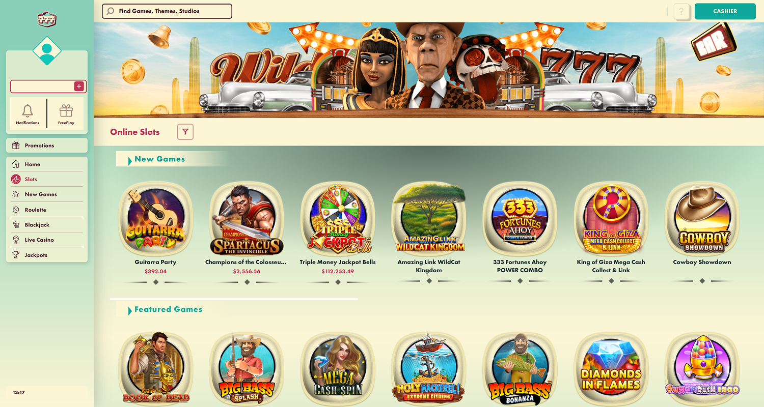 Choose a game at 777 Casino and start playing