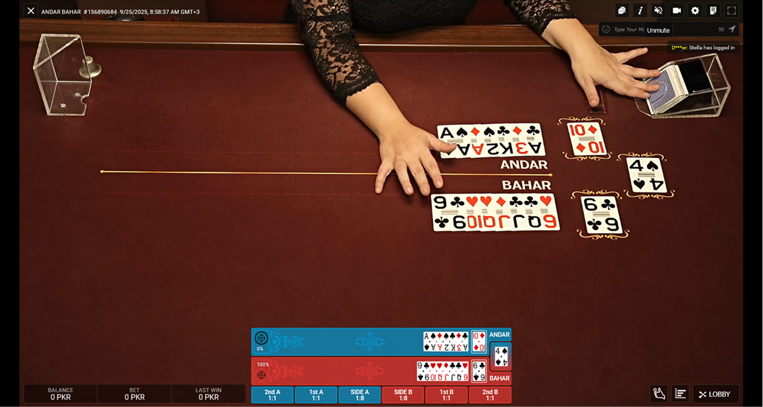 Open the Andar Bahar game on the casino website