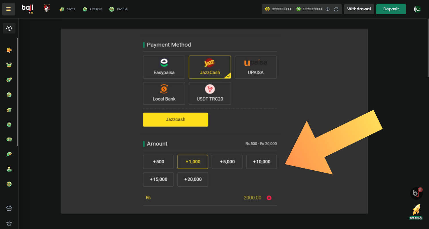 Make a deposit to play Live Blackjack in Pakistan