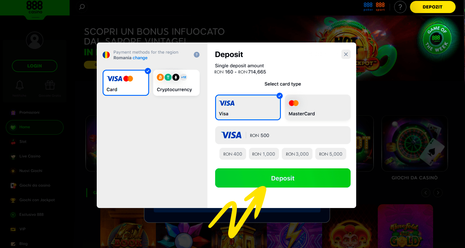 Pentru a juca Chicago fă un depozit