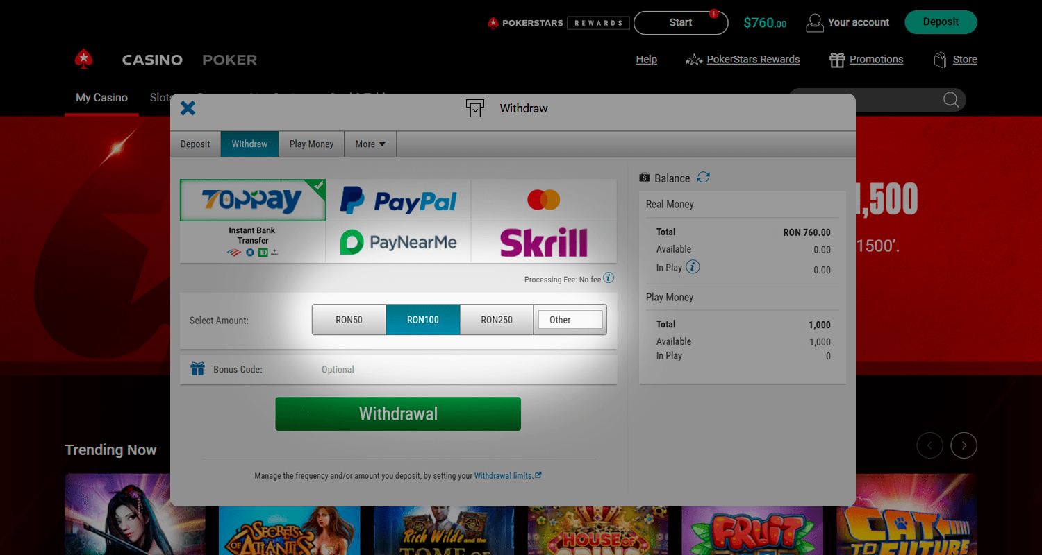 Pentru a retrage bani prin TopPay Introduceți suma