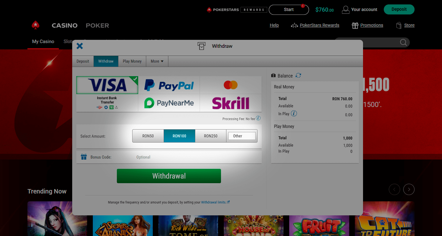 Pentru a retrage bani prin Visa Introduceți suma