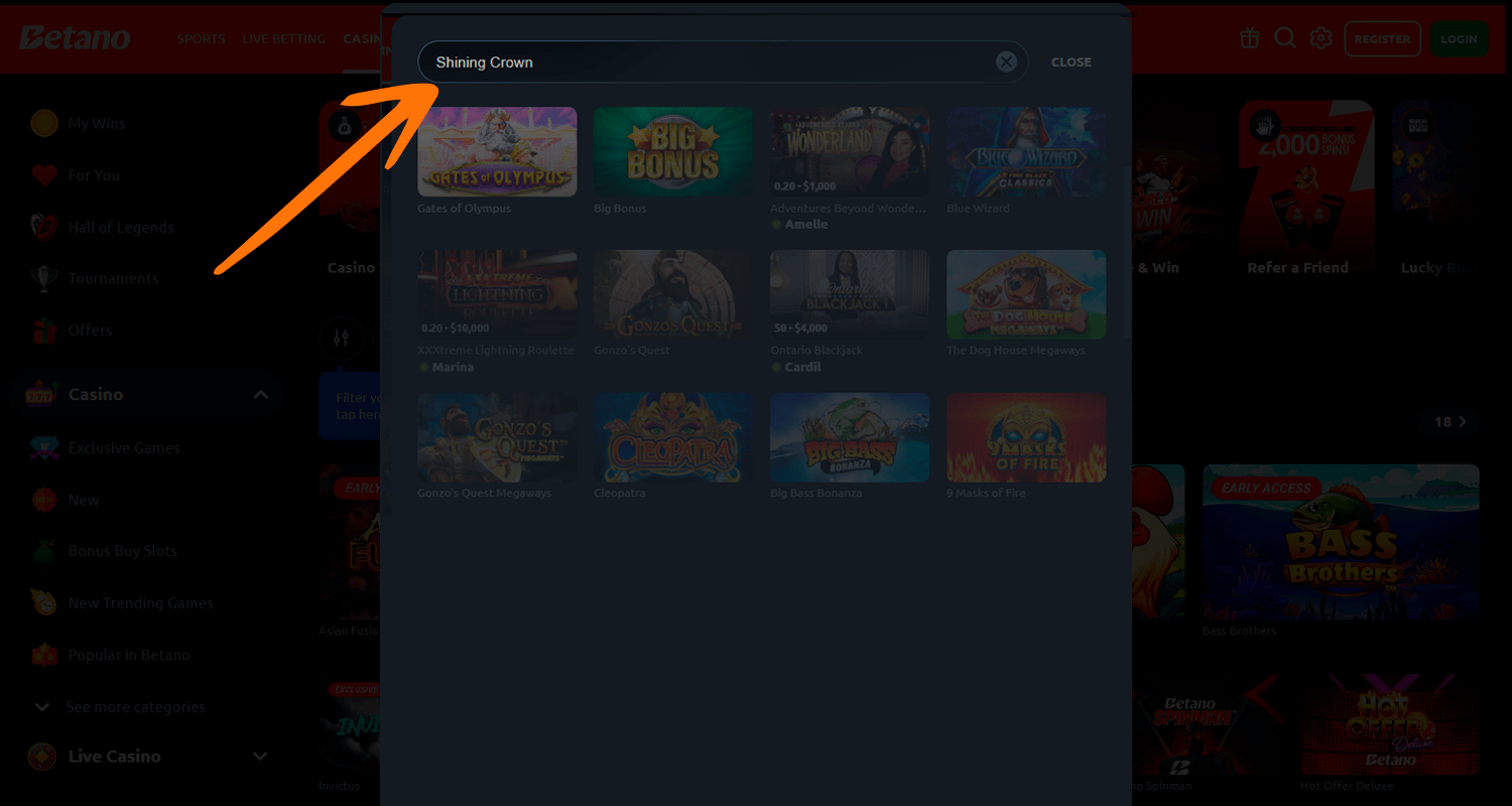 Găsiți Shining Crown în căutarea dvs. în cazinou