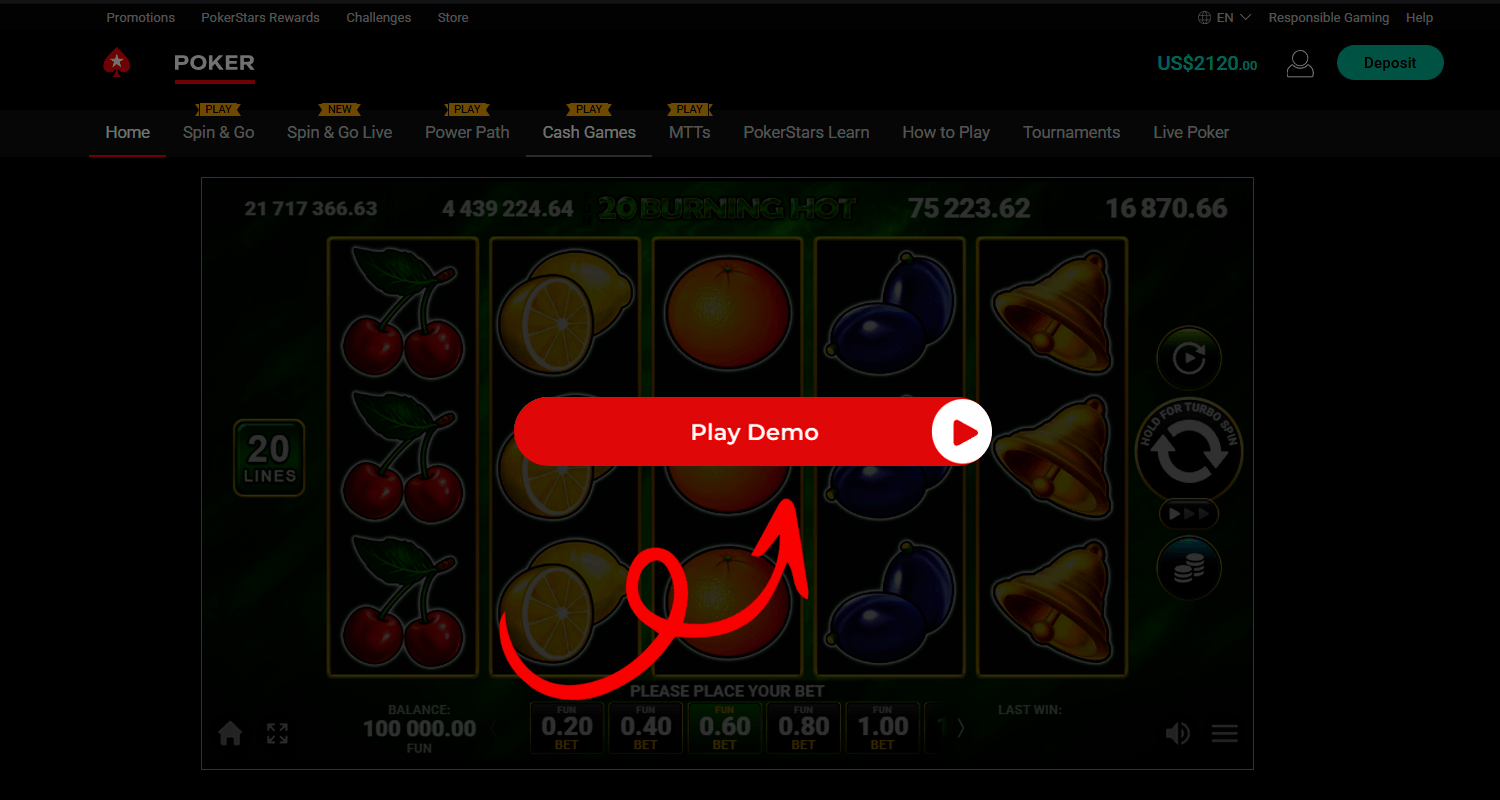 Jucați modul demo 20 Burning Hot