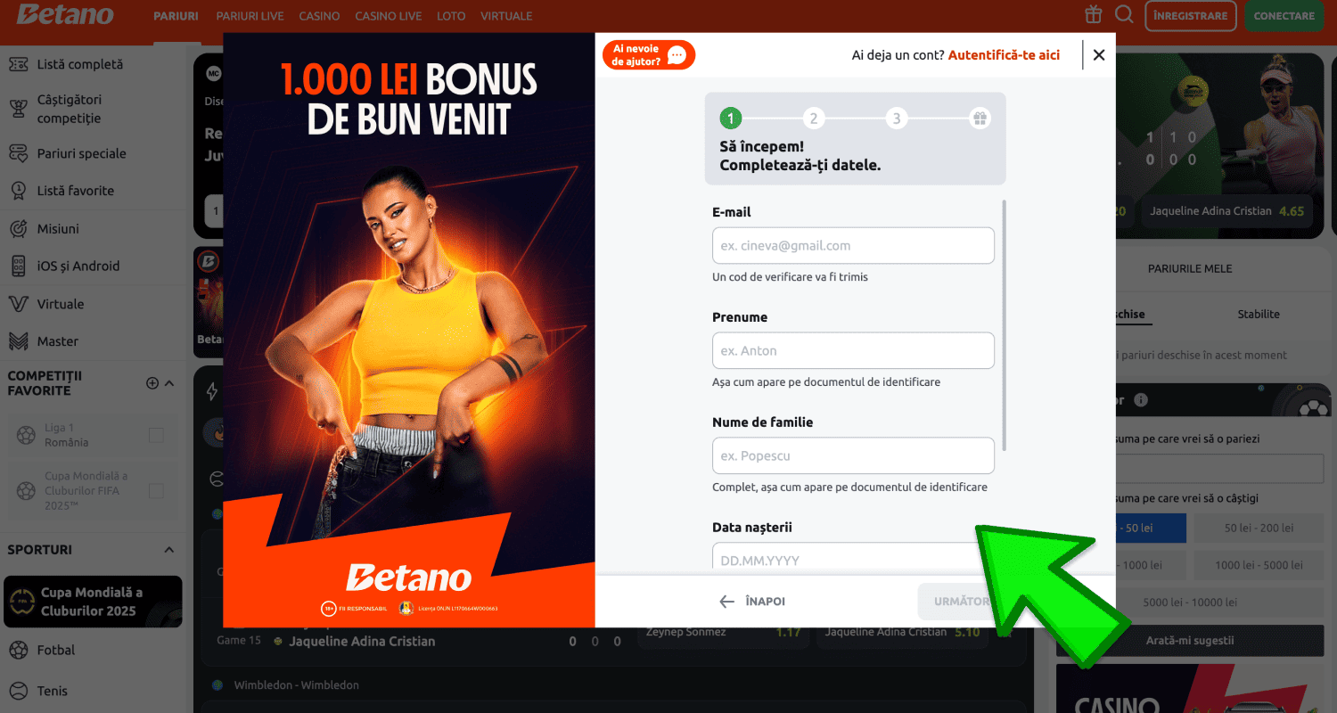 Înregistrați un cont pe site-ul cazinoului online