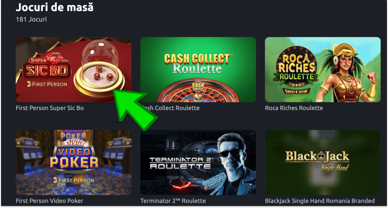 Găsiți un joc de Sic Bo