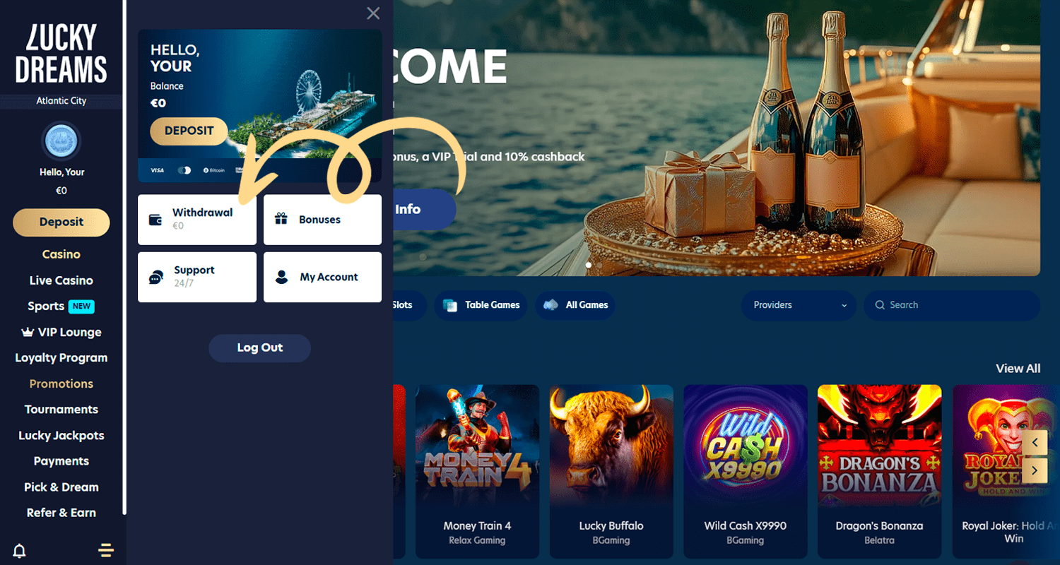 Pentru a retrage bani utilizând Neteller, mergeți la secțiunea