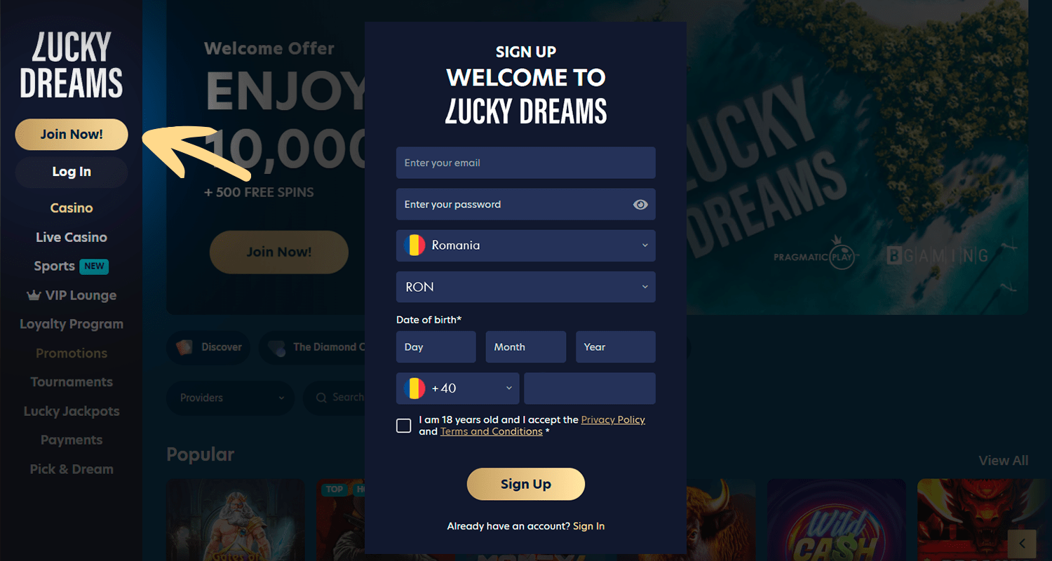 Pentru a juca Sizzling Gems trebuie să vă înregistrați