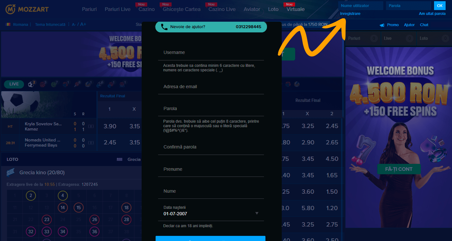 Faceți clic pe butonul de înscriere la un cazinou care acceptă Aircash