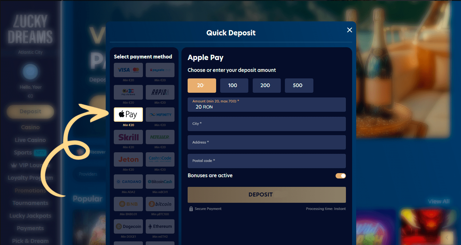 Selectați Apple Pay pentru a plăti