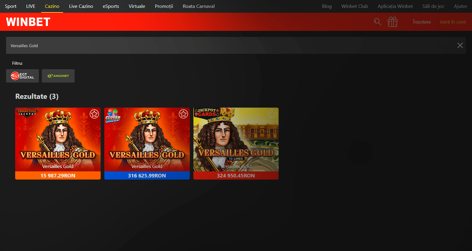 Găsiți Versailles Gold în căutarea dvs. în cazinou