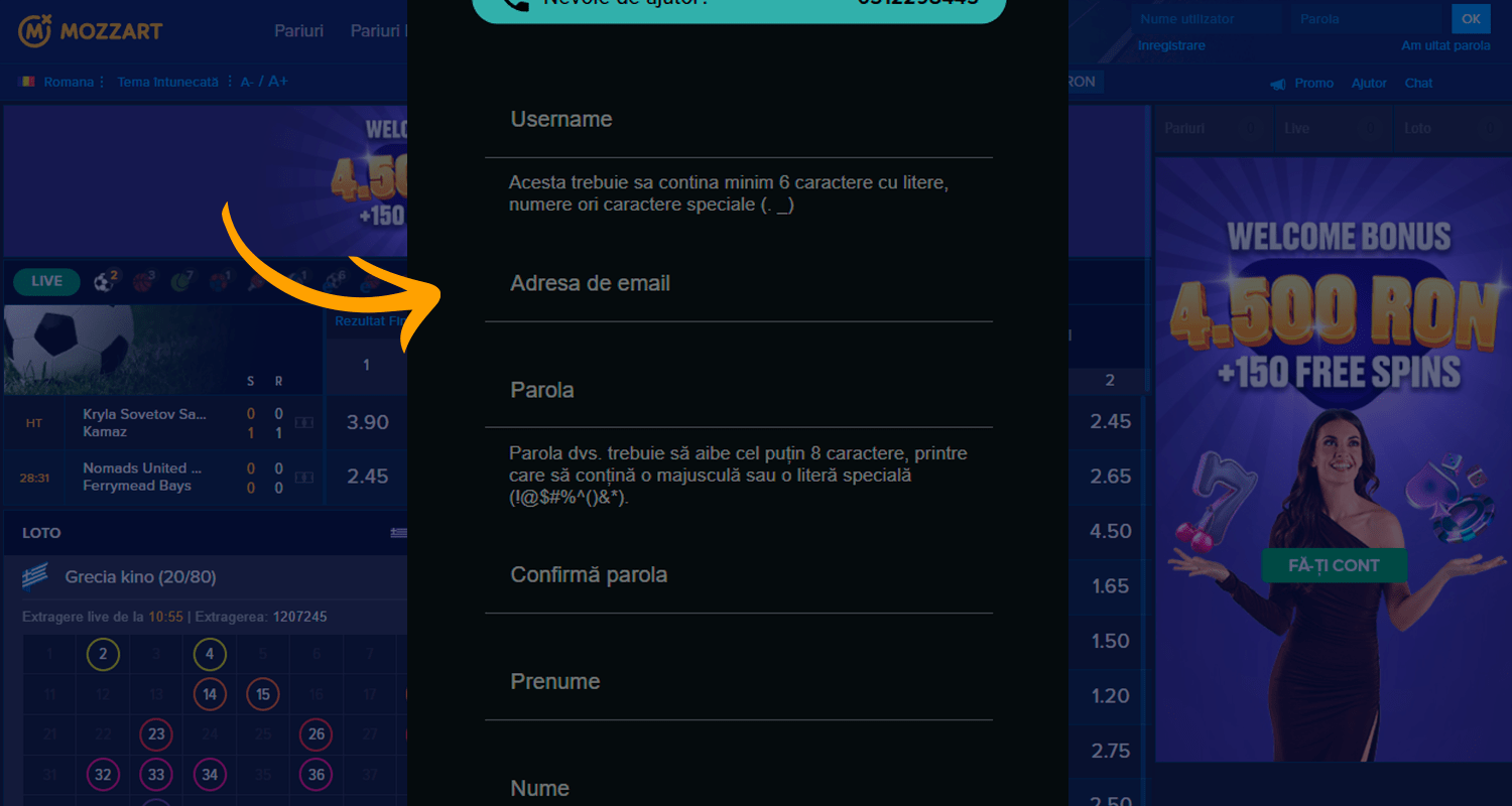Completați câmpurile de înregistrare la un cazinou care acceptă Aircash
