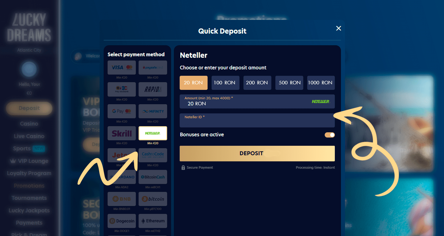Selectați metoda și specificați suma care trebuie plătită