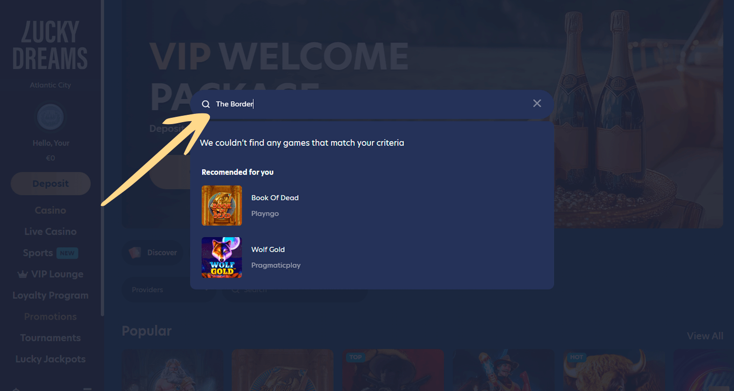Găsiți The Border în căutarea dvs. în cazinou