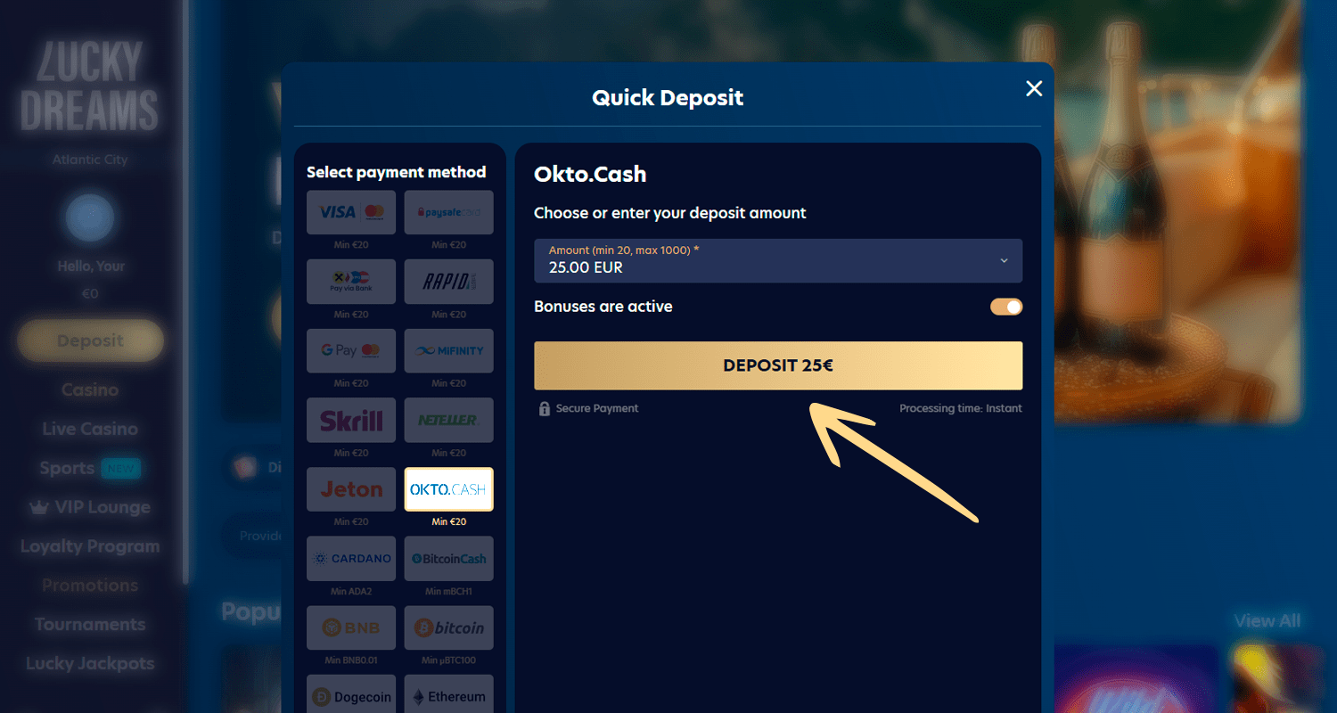 Confirmați plata și generați codul Okto.Cash