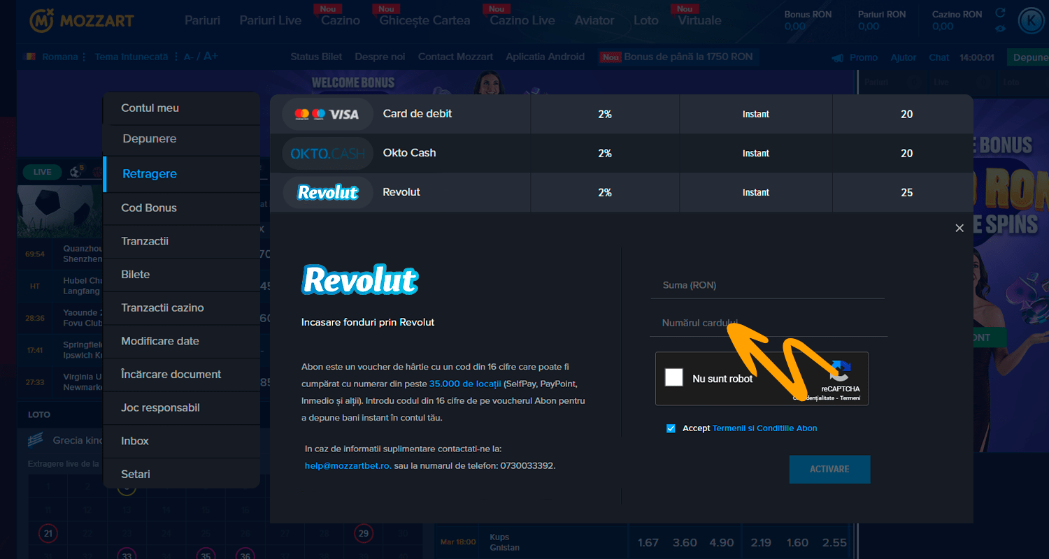 Pentru a retrage Revolut, vă rugăm să furnizați numărul cardului dvs