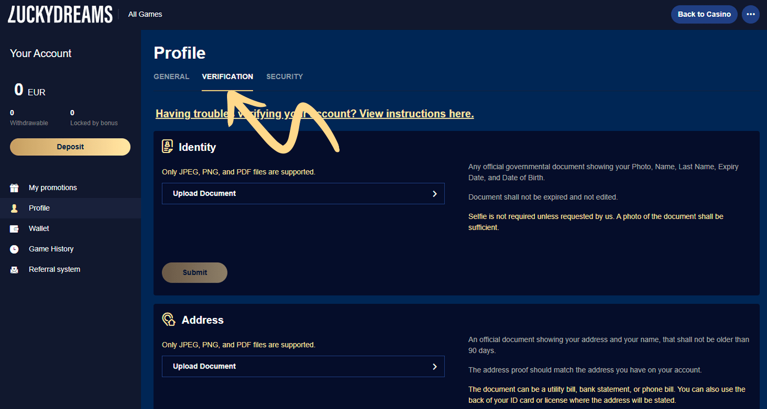 Verificați contul dvs. pentru un depozit cu Okto.Cash