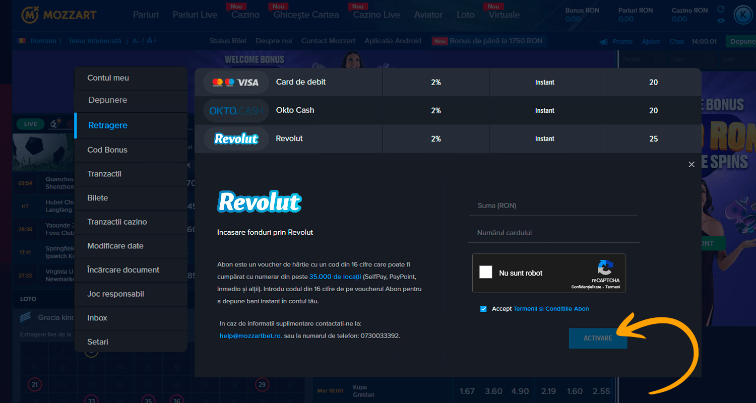 Pentru a retrage Revolut, efectuați o confirmare