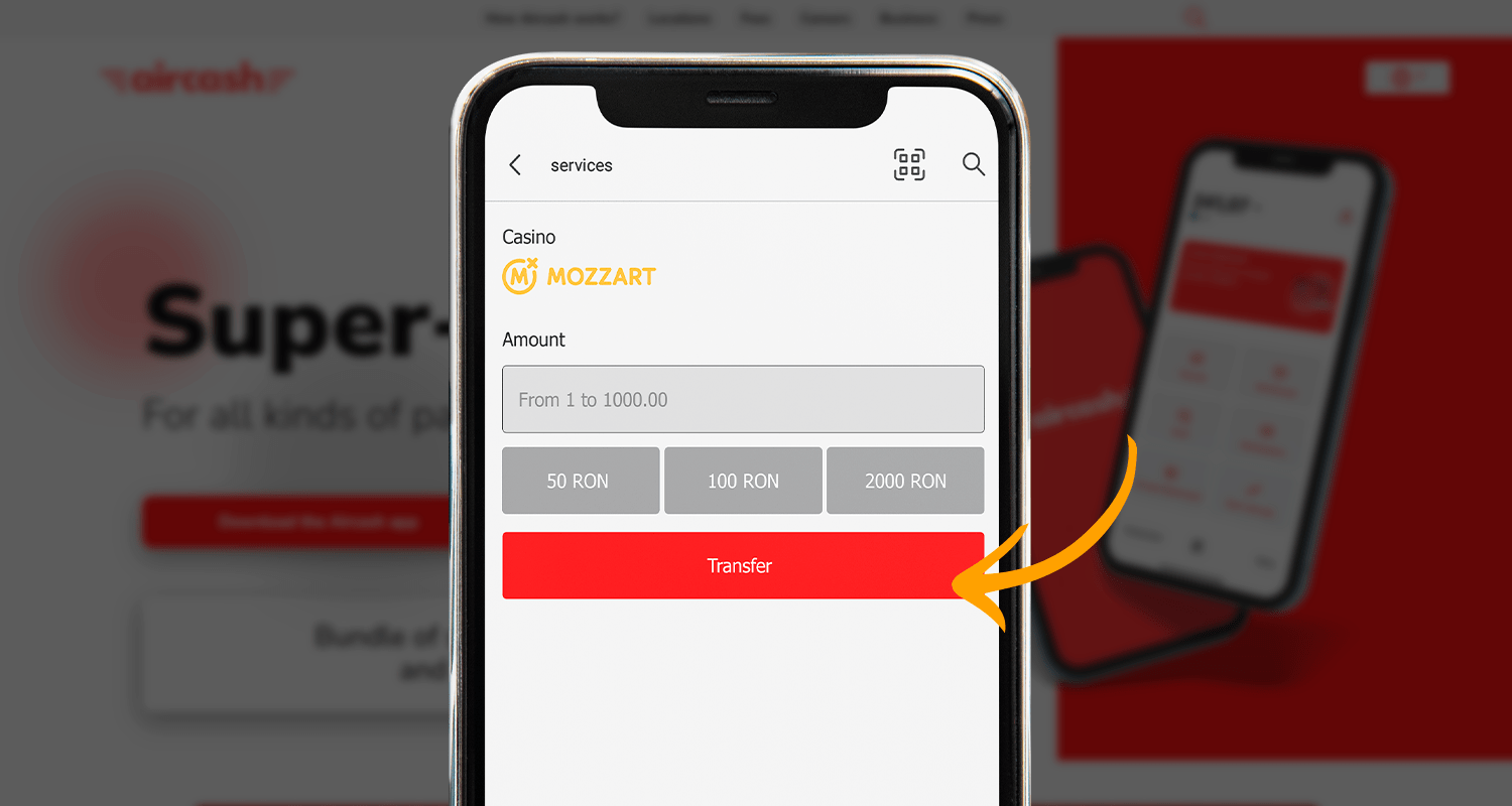 Confirmați transferul de fonduri către Aircash