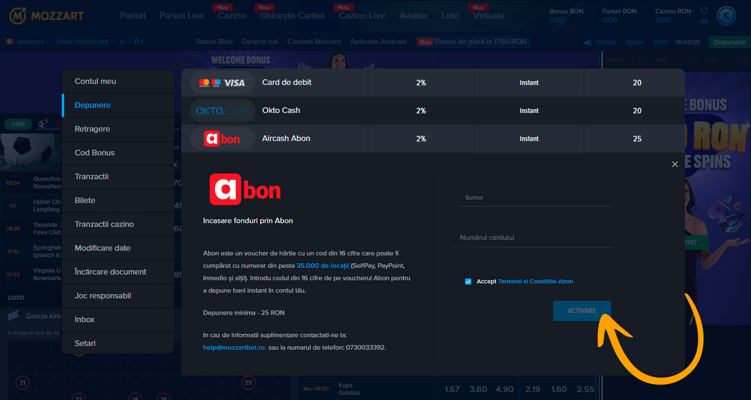 Confirmați tranzacția Abon