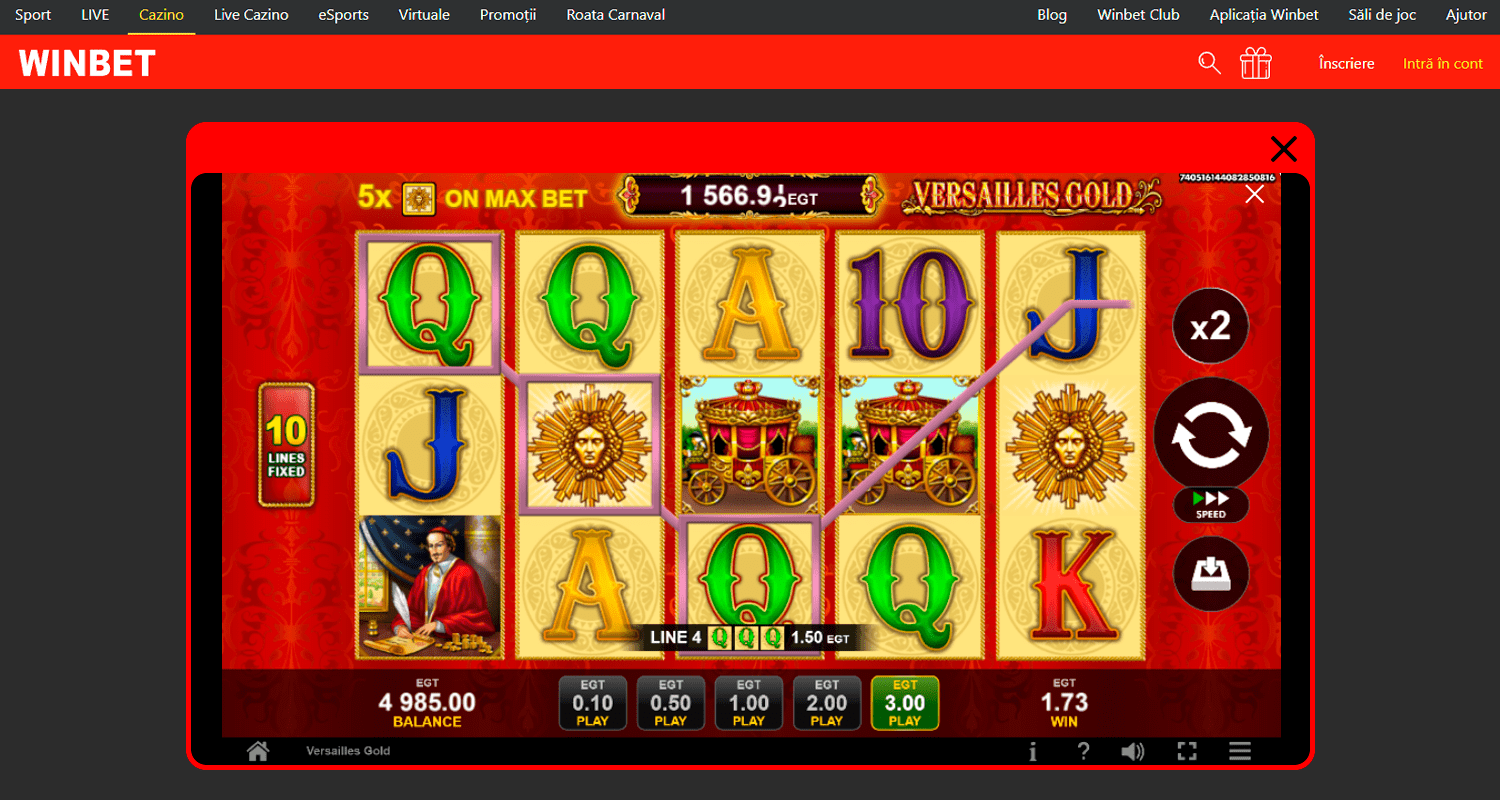 Utilizați bonusul în Versailles Gold