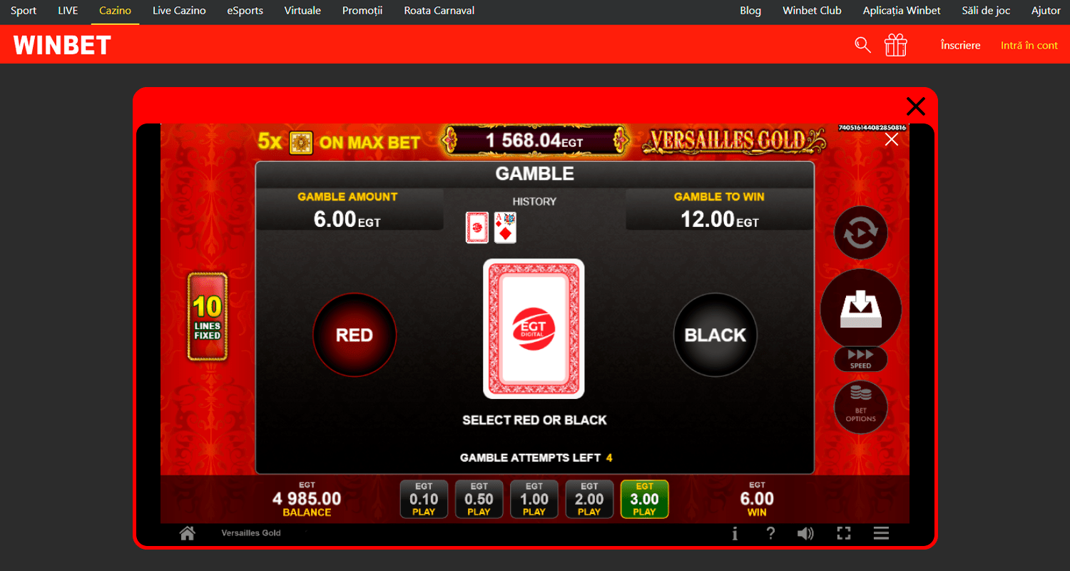 Joacă un joc de noroc suplimentar la Versailles Gold