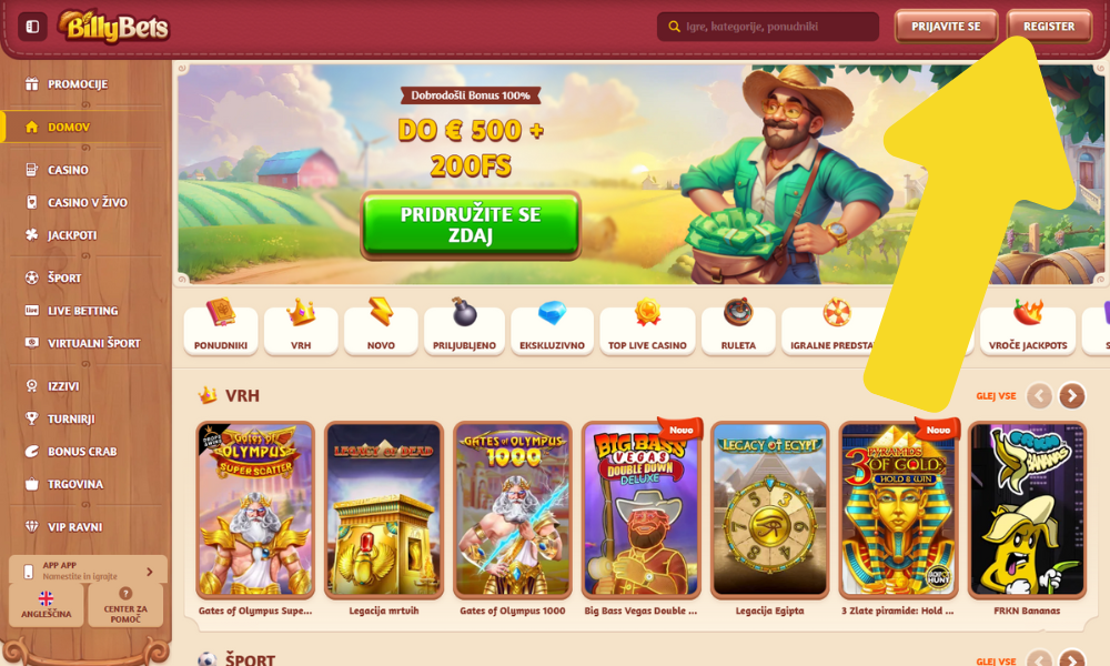 Pojdite na spletno stran Billy Bets