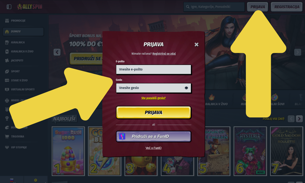 Prijavite se v svoj osebni račun
