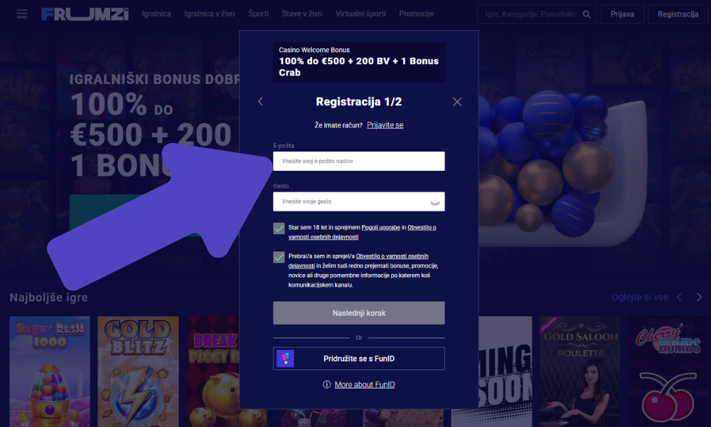 Vnesite svoje podatke