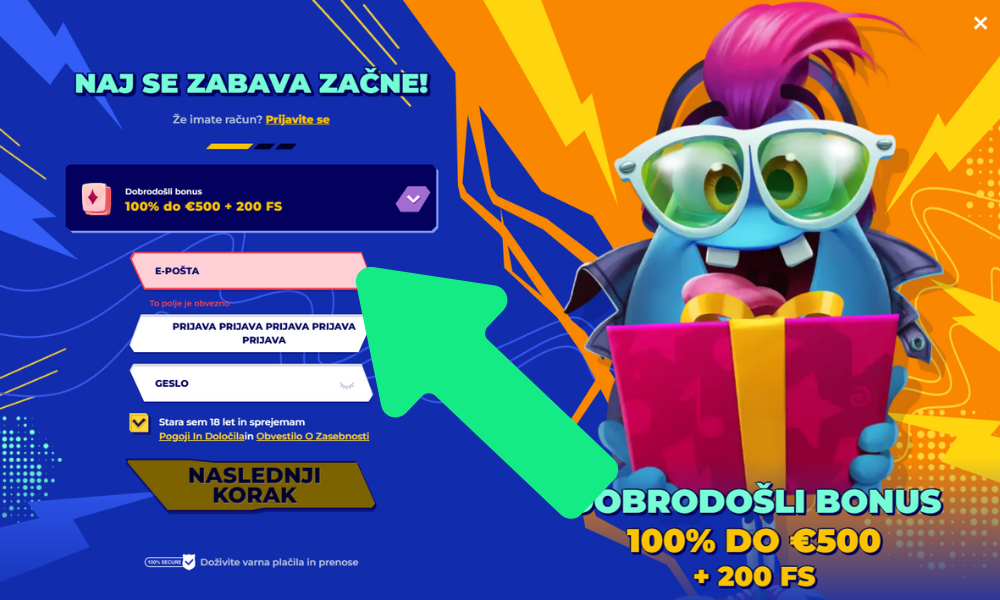 Vnesite svoje osebne podatke