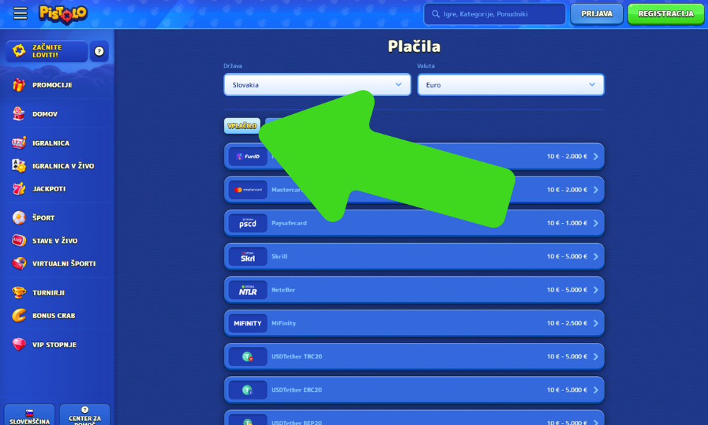 Preidite na polnjenje računa